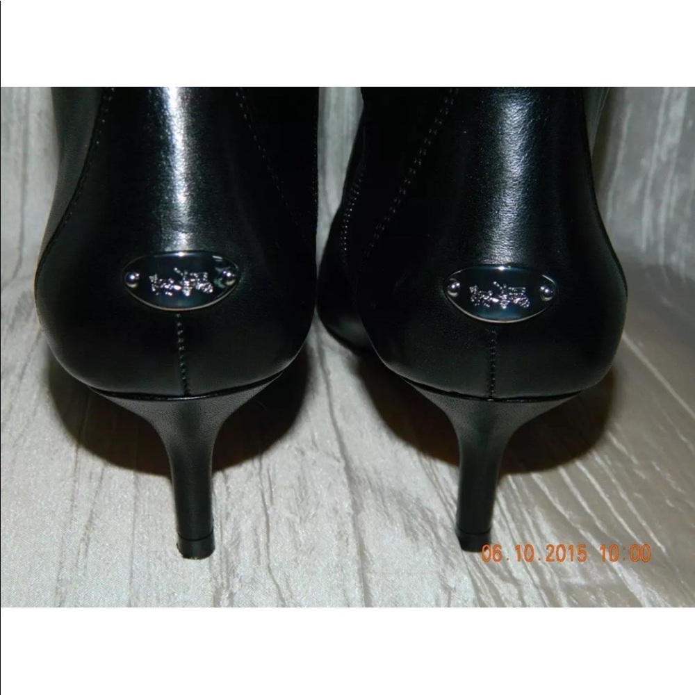 Coach Foxy Black LeathrPoint Toe Kitten Heel Boots - Picture 4 of 7